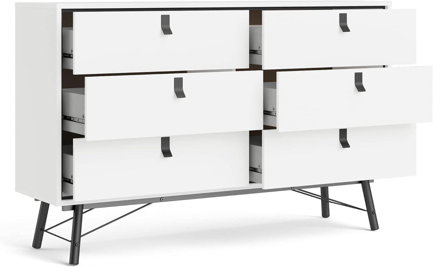 Scandinavian Ry 59'' Matte Black & White Double Dresser with Solid Wood Legs