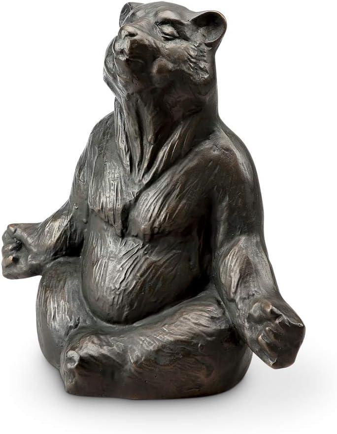 SPI Home Cast Aluminum Contented Yoga Bear Garden Sculpture 12 Inches High