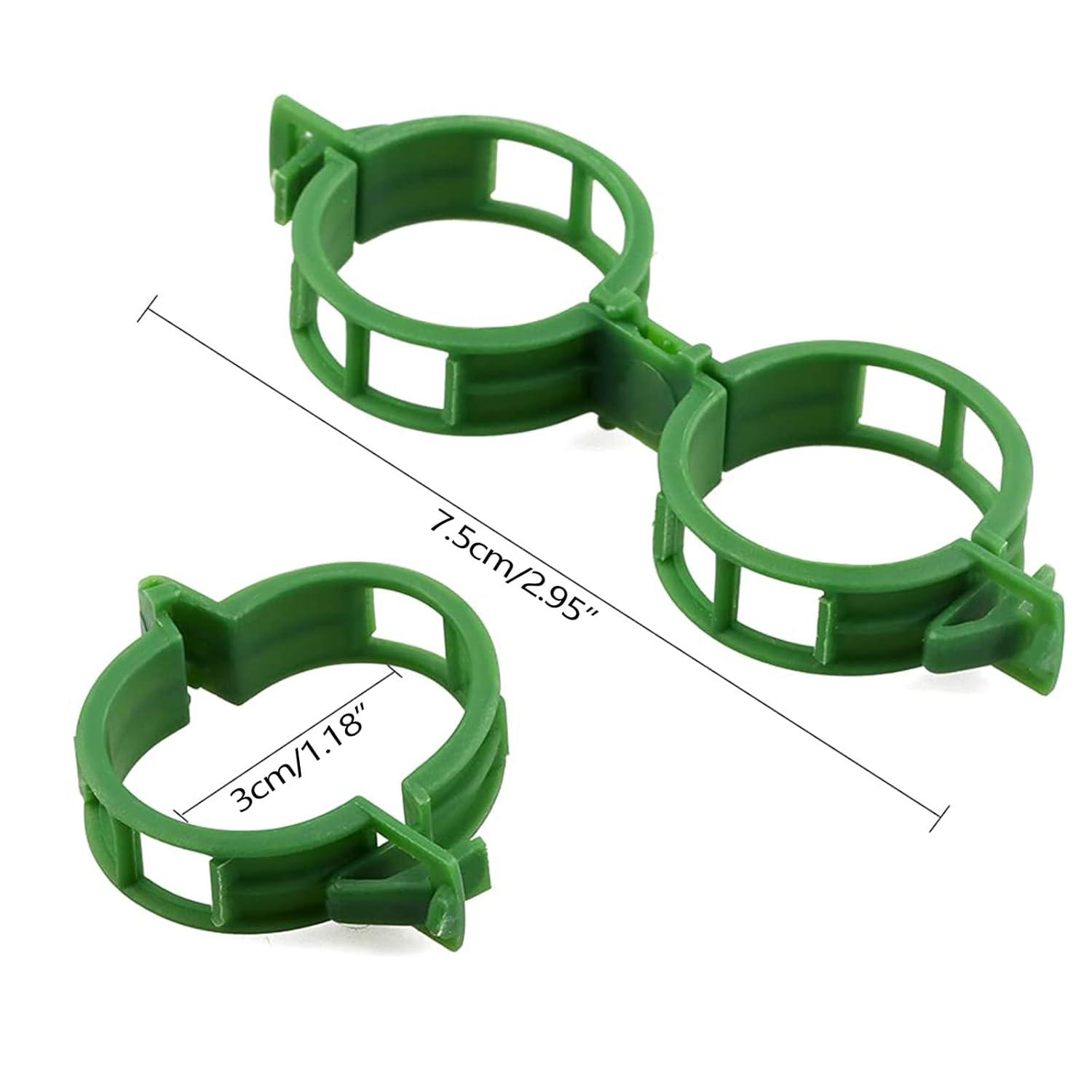 Plant Support Clips, Plastic Plant Clips for Climbing Plants, Reusable Garden Clips for Tomato and Other Vine Plants, Trellis Clips to Grow Upright Makes Plants Healthier (Green, 100pcs)
