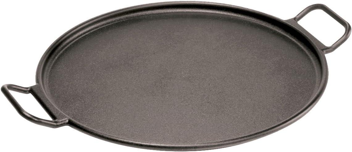 14-Inch Black Cast Iron Round Pizza Pan with Handles