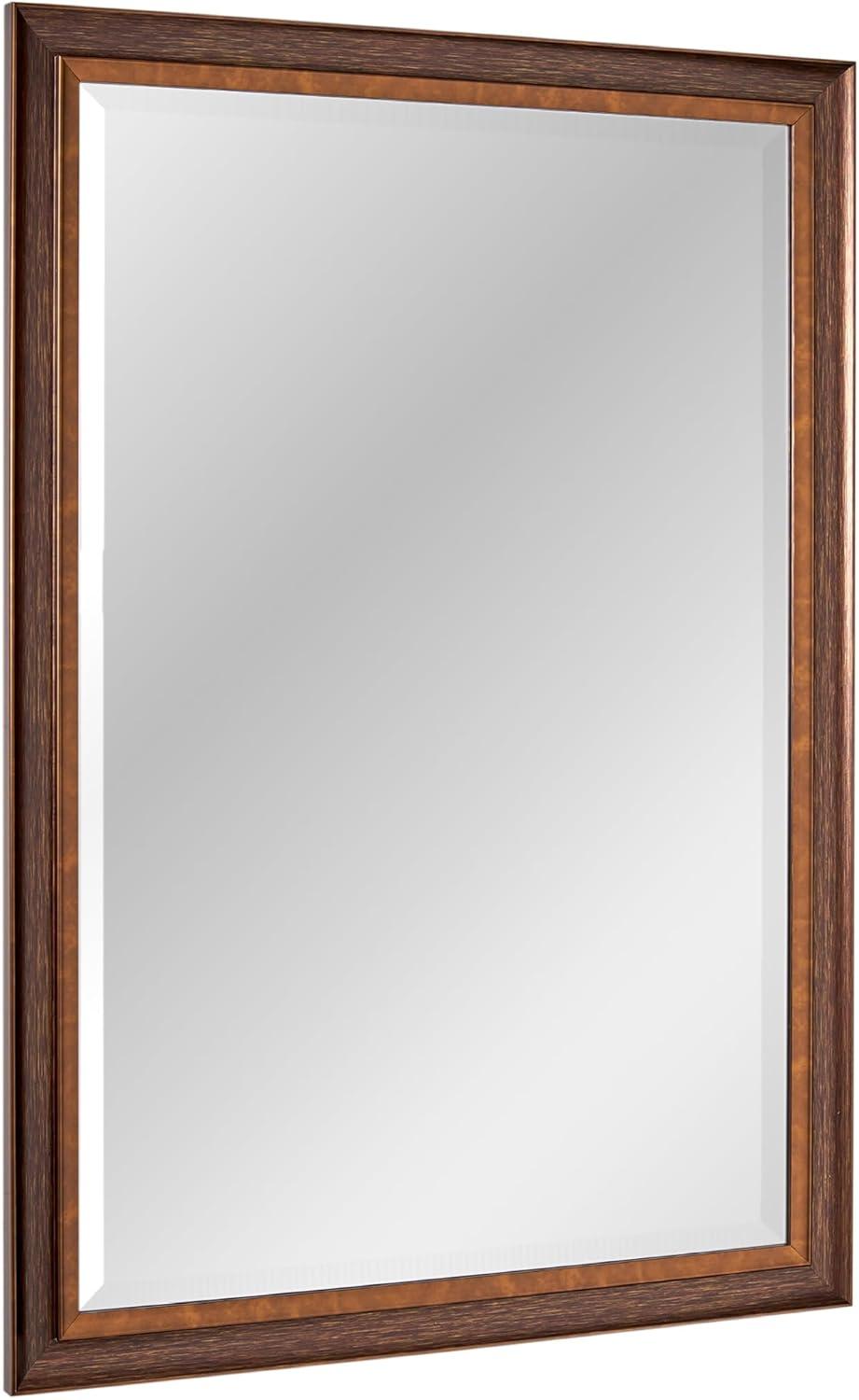 Head West Bronze & Copper Oil-Rubbed Framed Rectangle Wall Mirror with 4 D-Ring Hangers - 28" x 40"