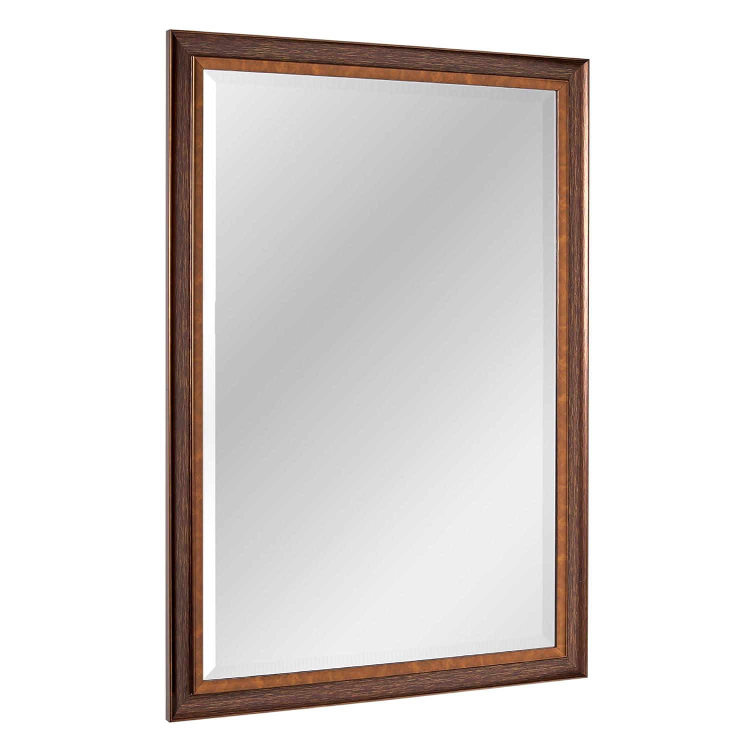 Head West Bronze & Copper Oil-Rubbed Framed Rectangle Wall Mirror with 4 D-Ring Hangers - 28" x 40"