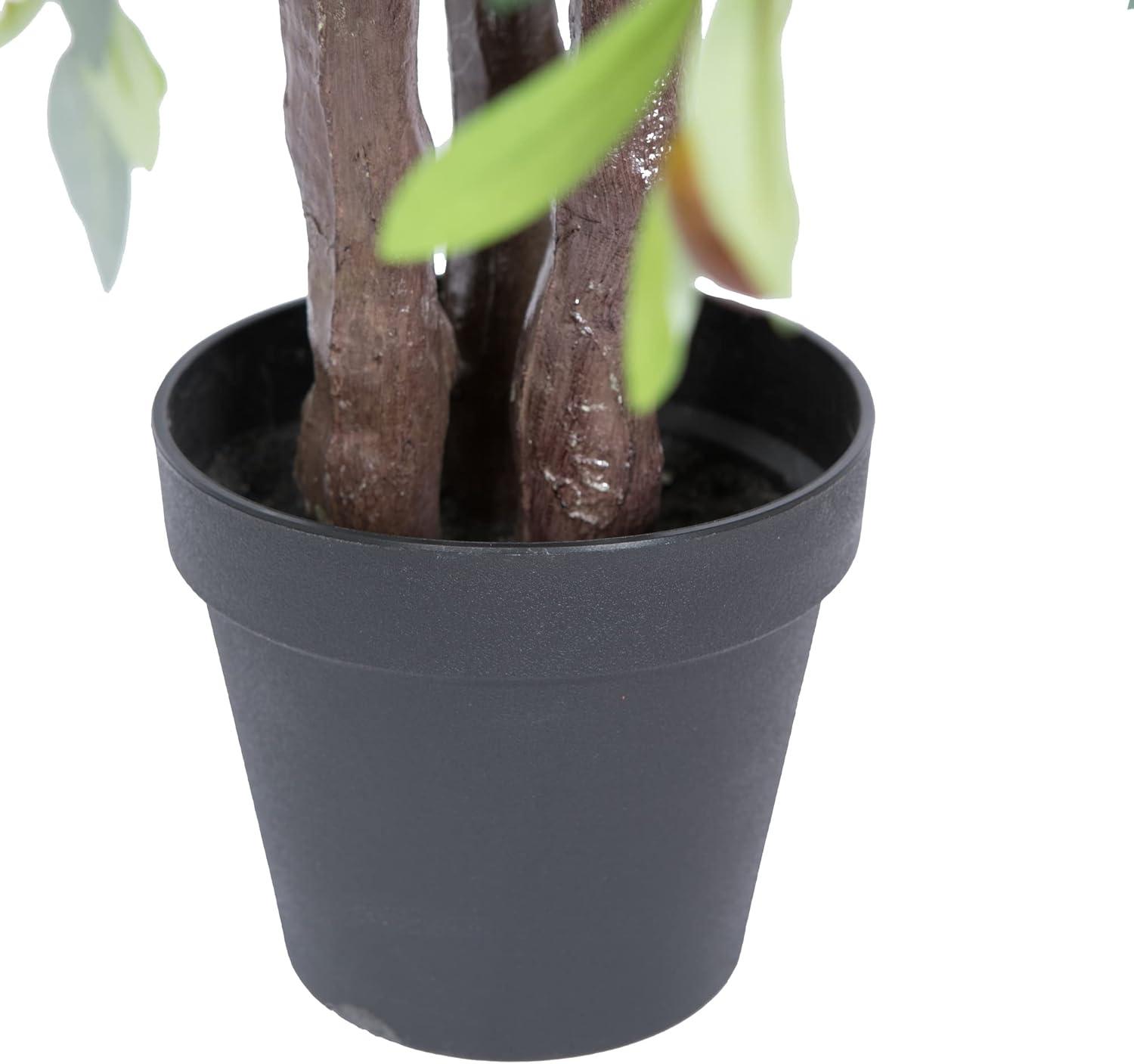 30-Inch Green Faux Olive Tree in Black Plastic Pot