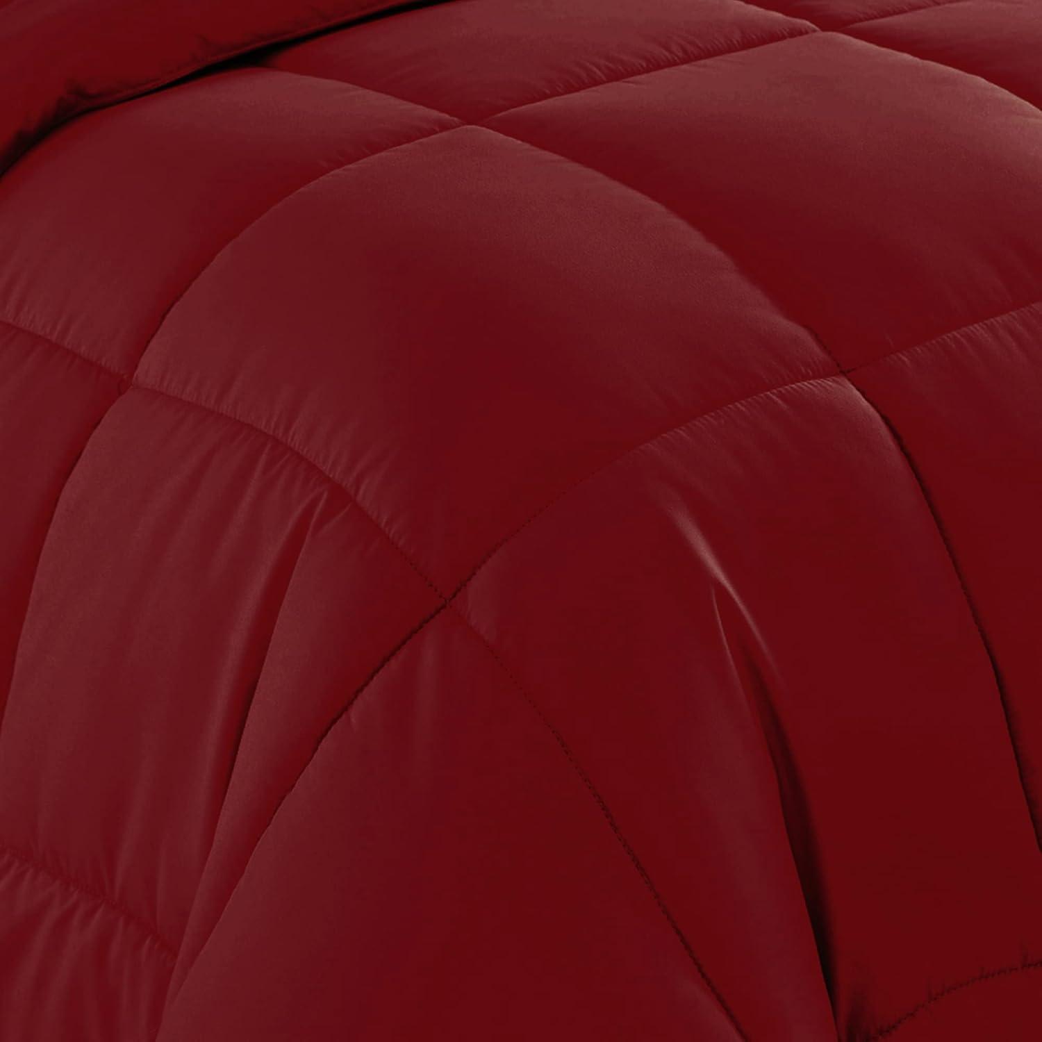 Bed-in-A-Bag Solid Color Comforter & Sheet Set Soft All Season Bedding, King, Red