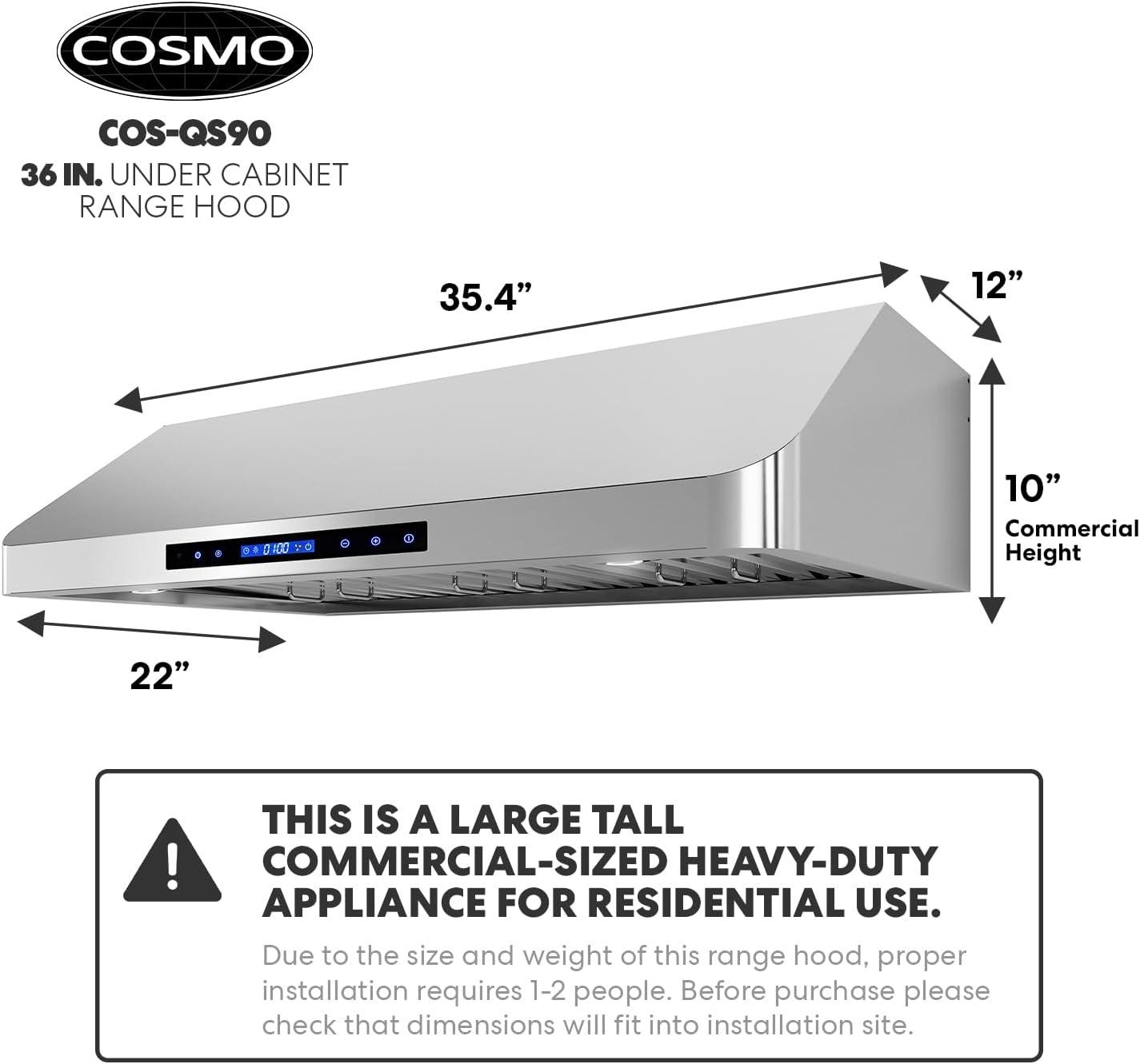 36-Inch Stainless Steel Convertible Under Cabinet Range Hood