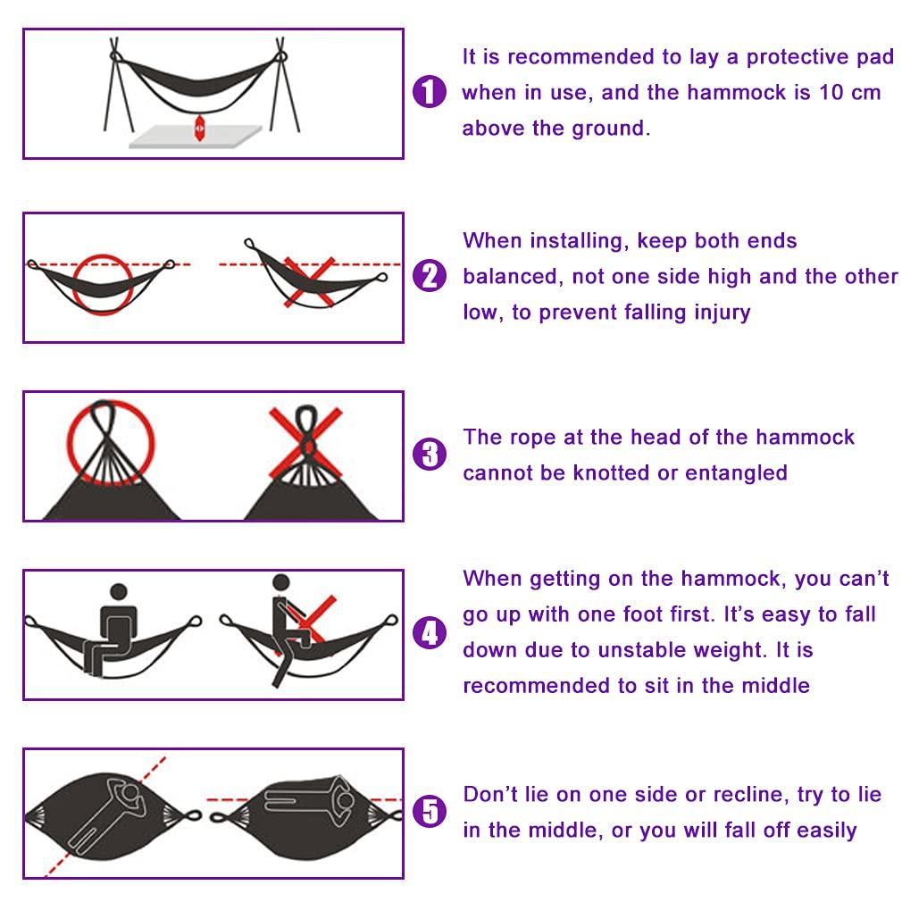 SUNDAN Two Person Hammock Adjustable Hammock Bed with Space Saving Steel Stand Portable Carrying Case Easy Set Up Indoor Hammock Standing Hammock for Outside Hammock Stand Portable