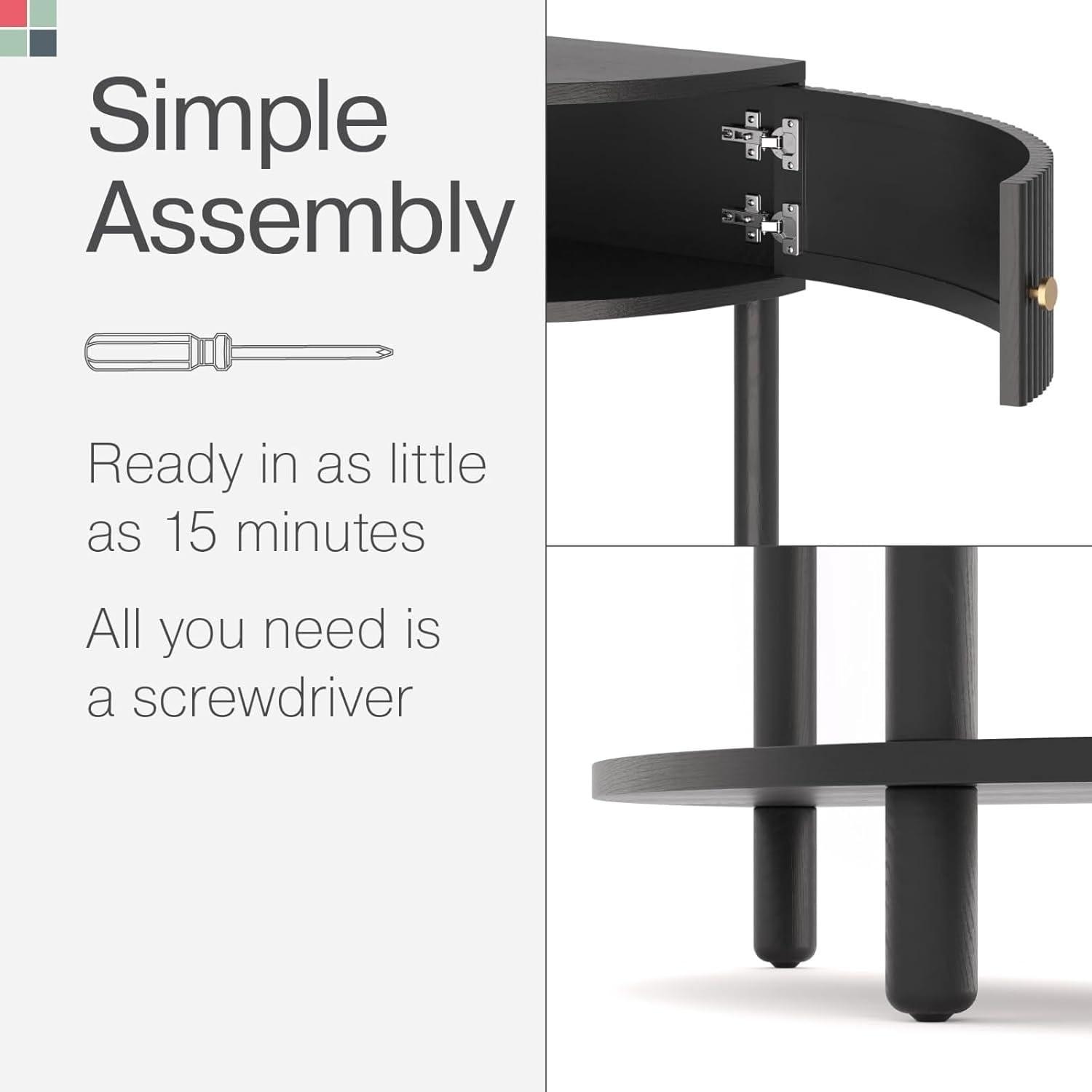 Stead Fluted Half Moon Console Table - Small Entry Table - Living Room Furniture - Modern Home Decor (Natural Oak)