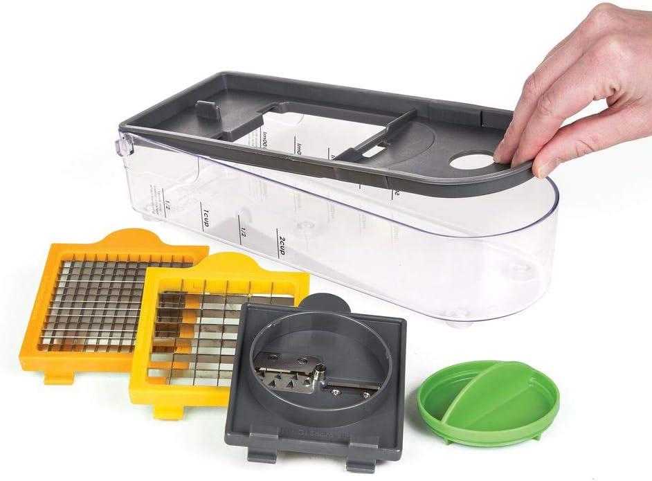 Prepworks Veggie Chopper Dicer and Spiralizer: Manual Food Chopper with Container, 3 Blades, Dishwasher-Safe