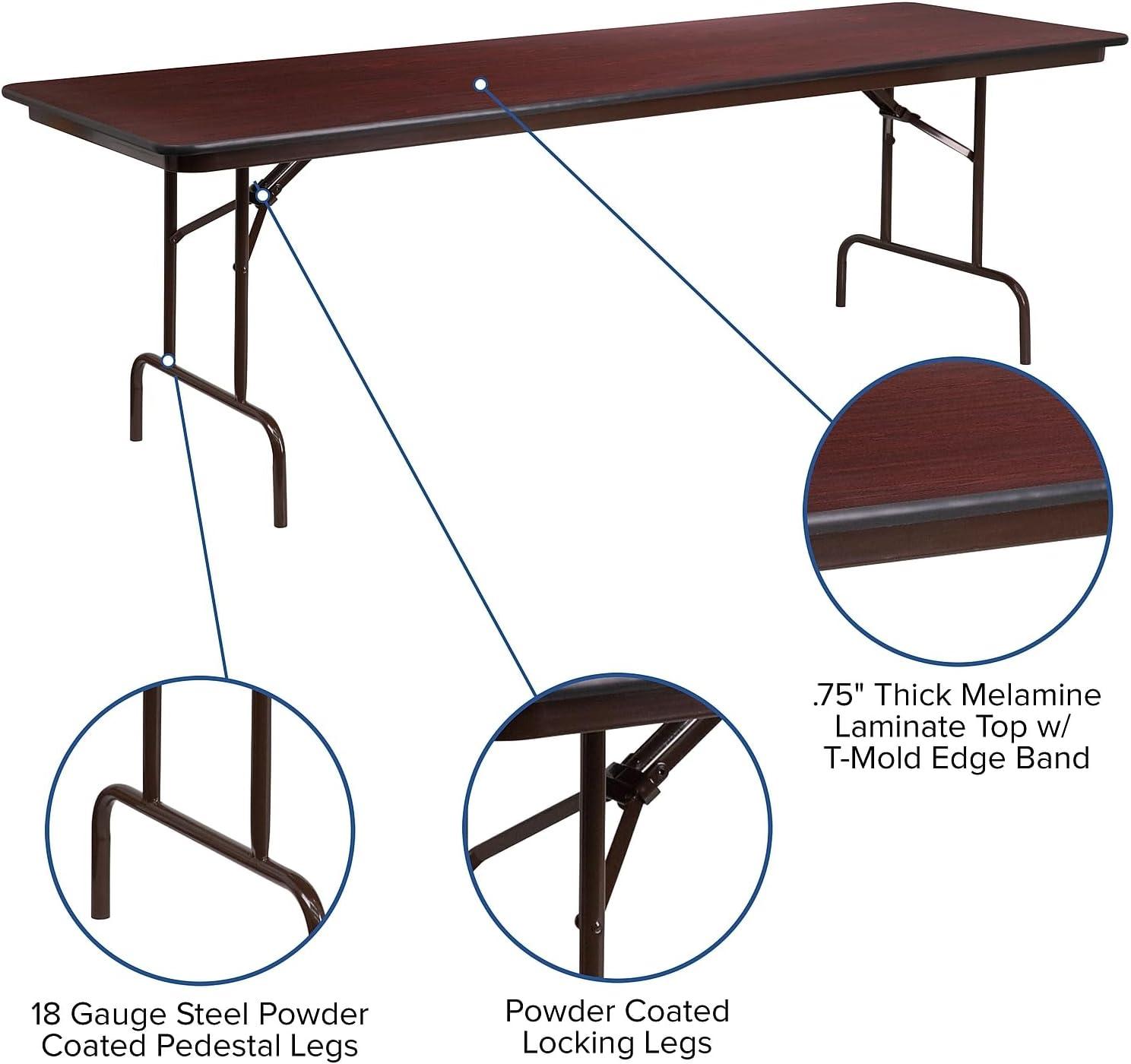 Flash Furniture Wofford 24" x 48" Rectangular Mahogany Melamine Laminate Folding Banquet Table