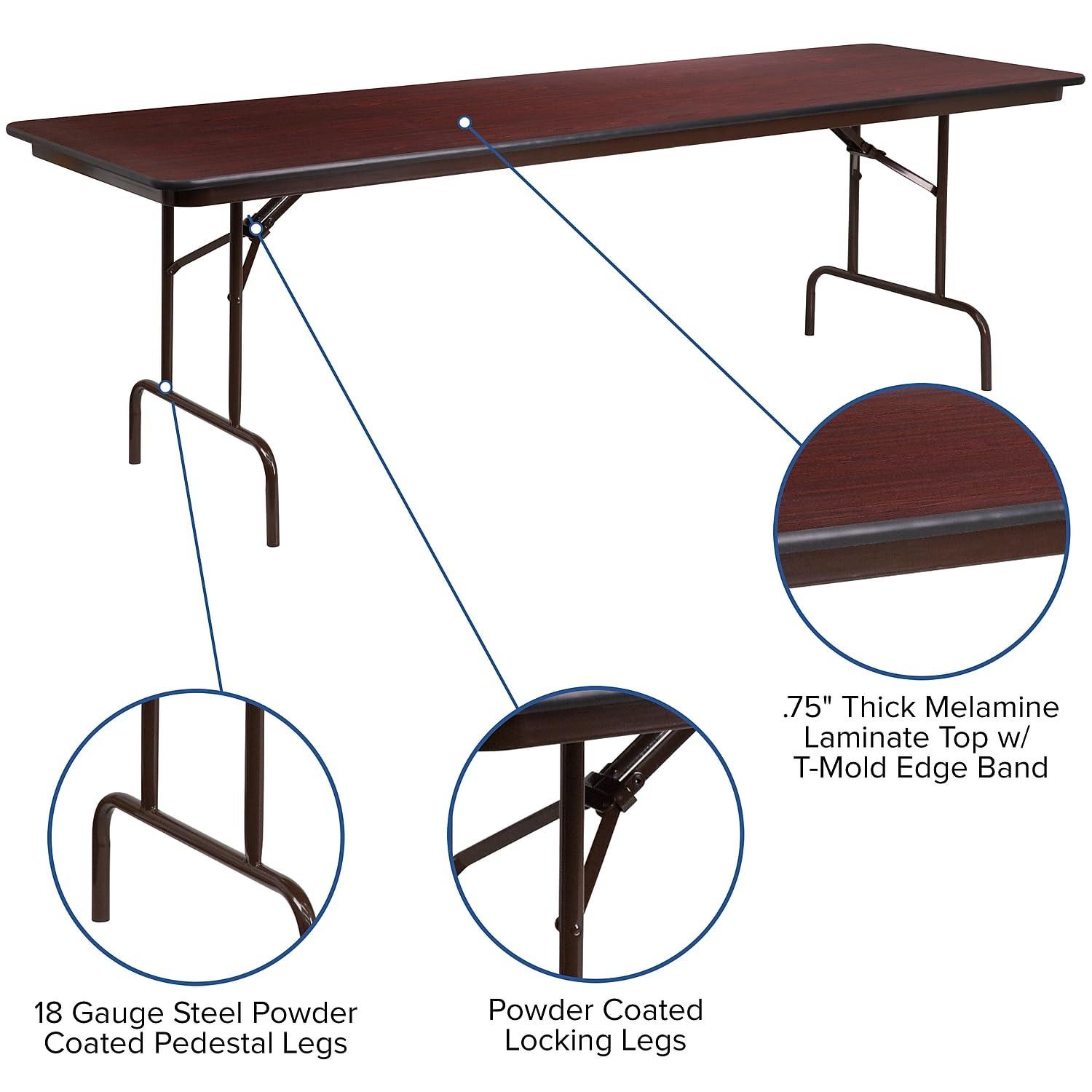 Flash Furniture Wofford 24" x 48" Rectangular Mahogany Melamine Laminate Folding Banquet Table