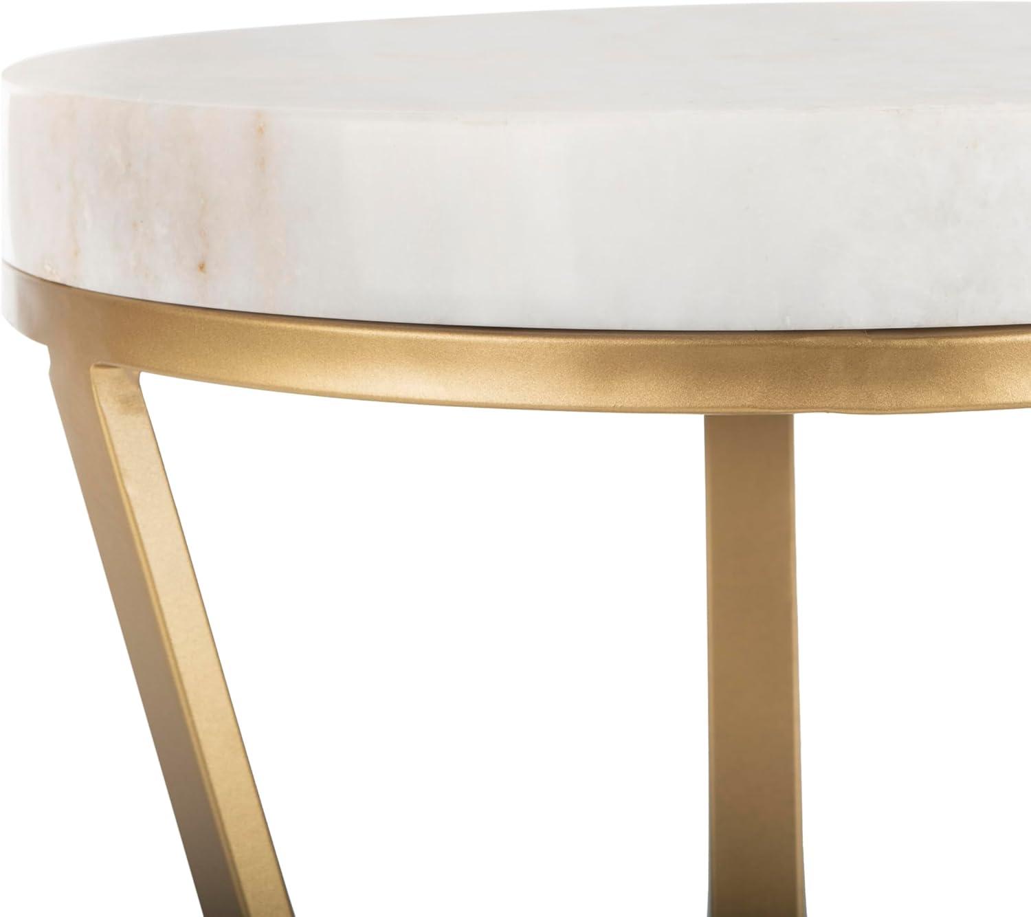 Theia Accent Table - White Marble/Gold - Safavieh.