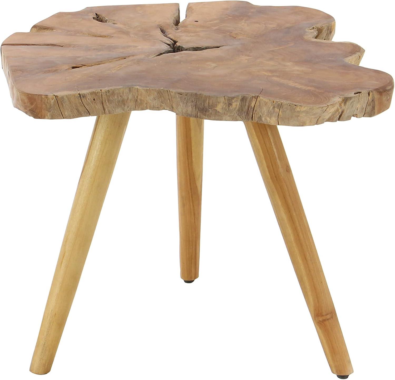 Eco-Friendly Teak Wood 27" Round Handcrafted Accent Table