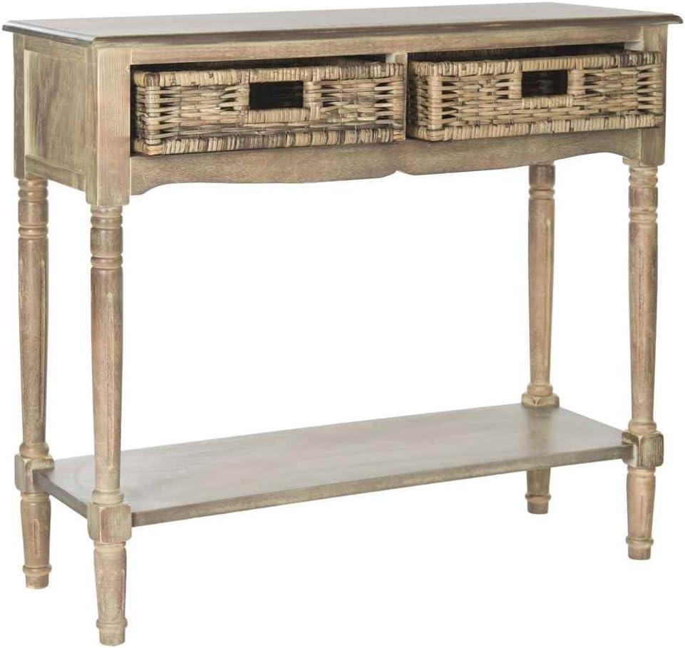 Beige Pine Transitional Console Table with Storage Drawers