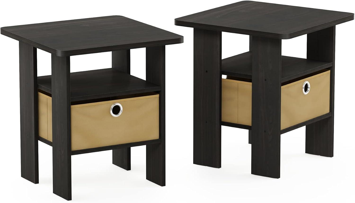 Espresso Engineered Wood Contemporary End Table with Drawer