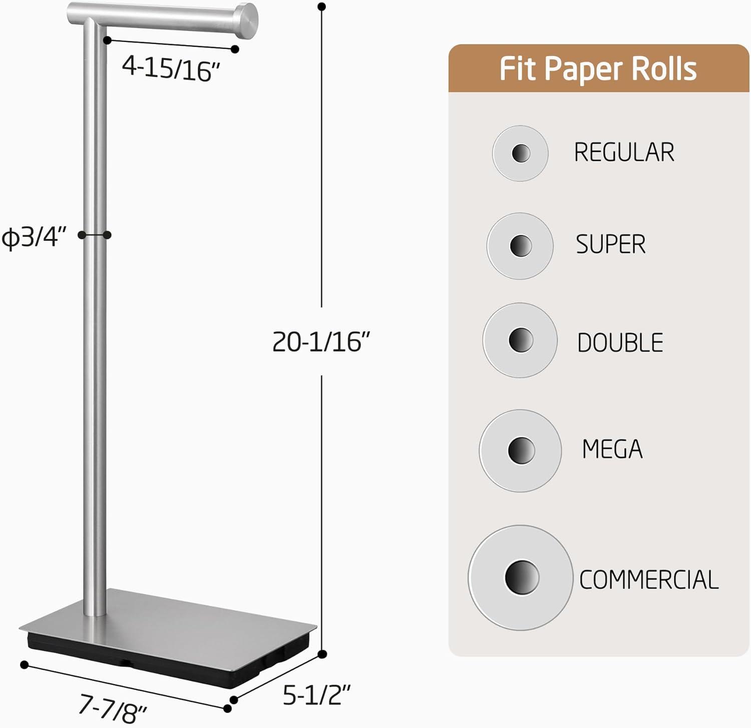 KES Freestanding Toilet Paper Holder with Weighted Base 26" H SUS304 Stainless Steel