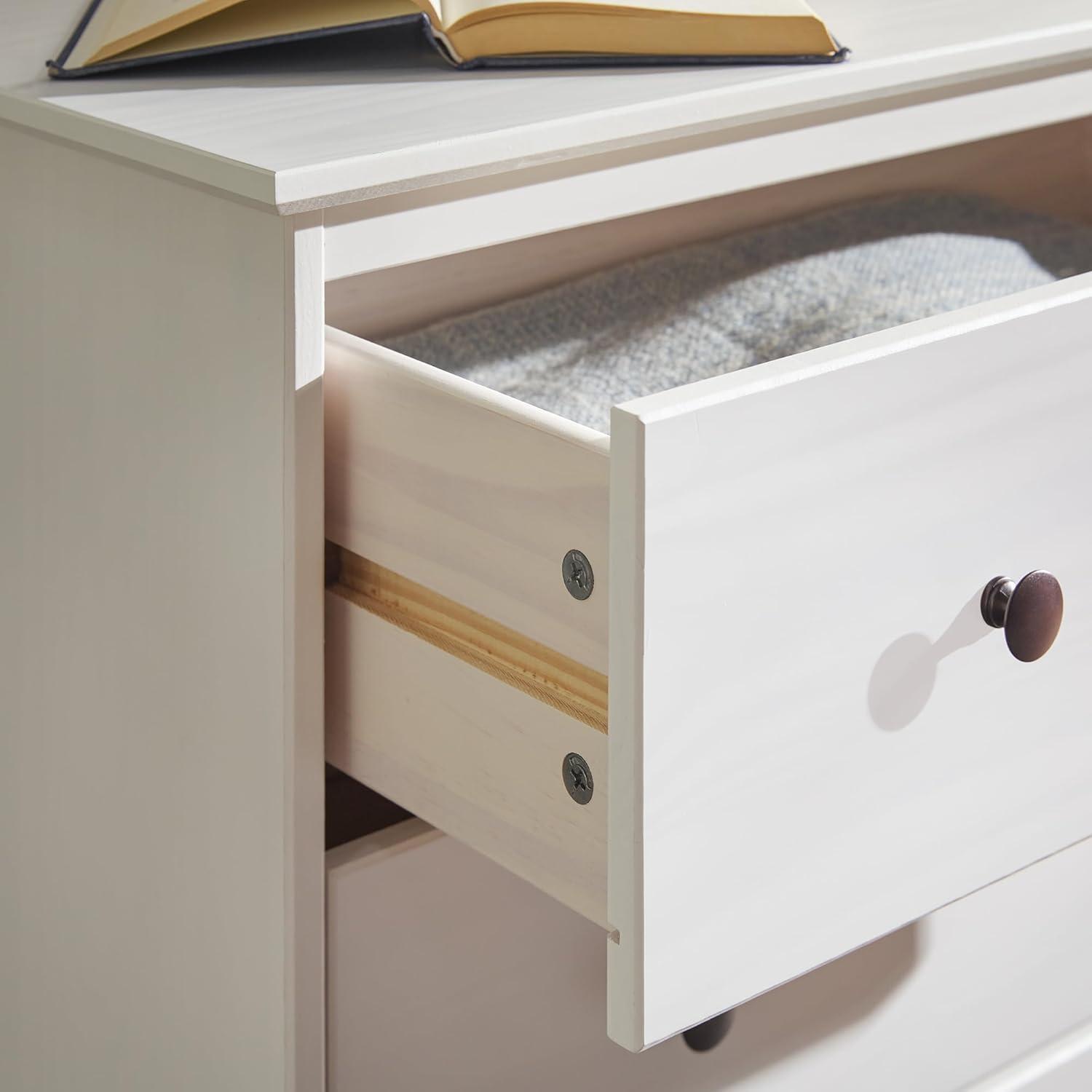 White Mid-Century Modern 4-Drawer Solid Wood Dresser