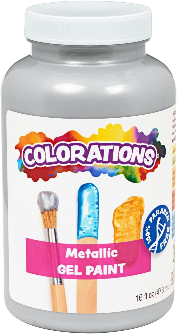 Colorations Paraben-Free Metallic Gel Paint, Silver - 16 oz.
