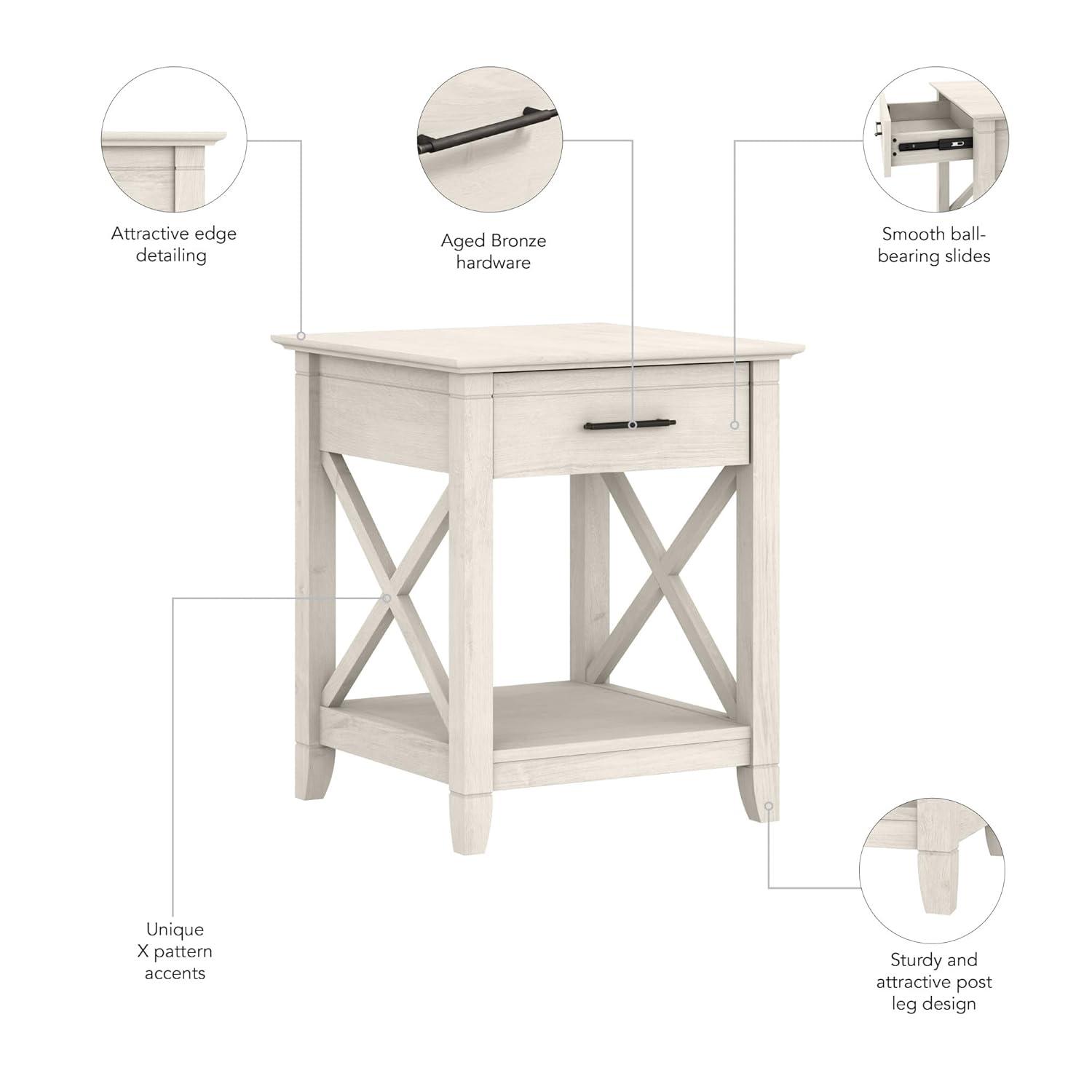 Bush Furniture Key West End Table, Linen White Oak
