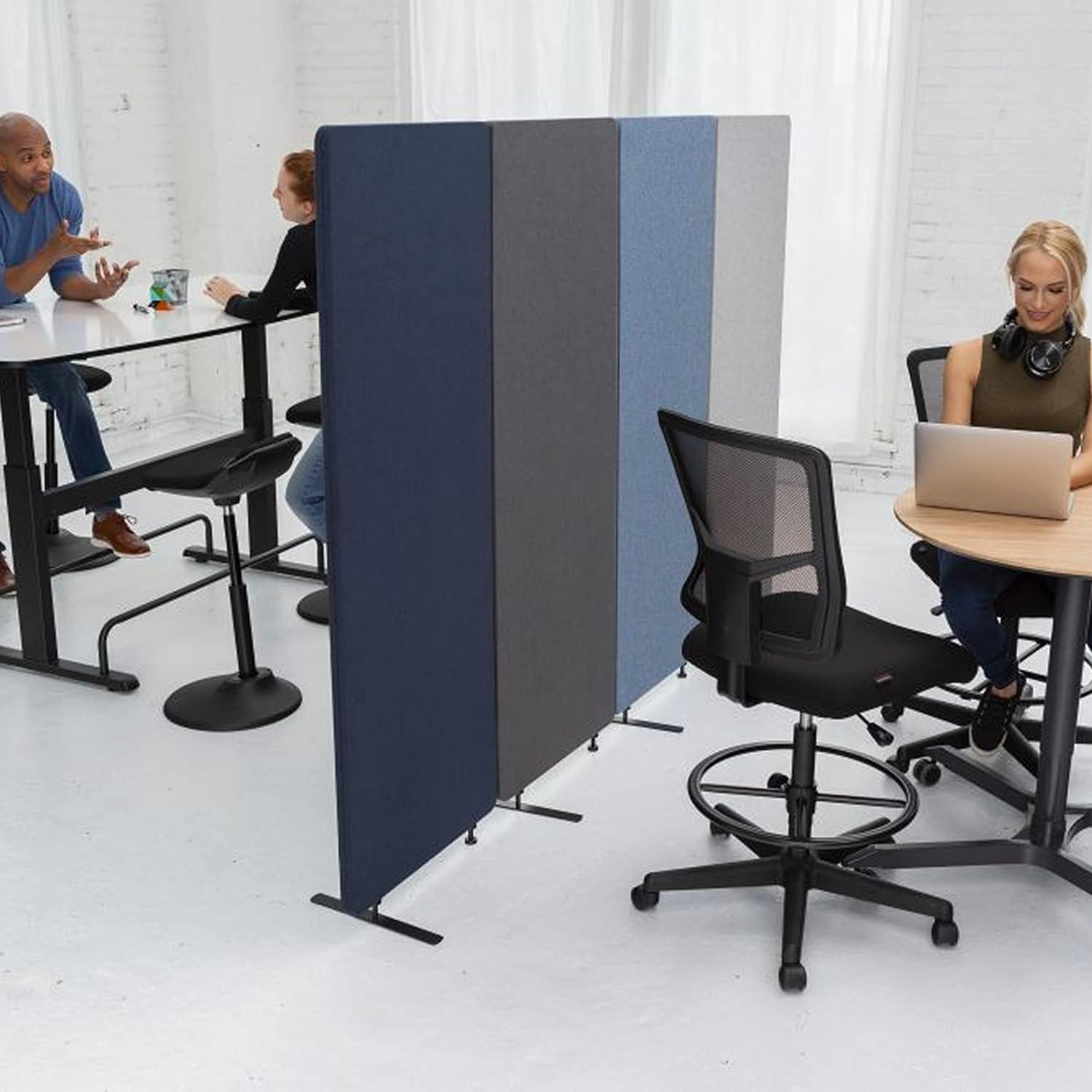 Stand Up Desk Store ReFocus Freestanding Noise Reducing Acoustic Room Wall Divider Office Partition (Steel Blue, 23.6" x 66" , Zippered Extension Panel)