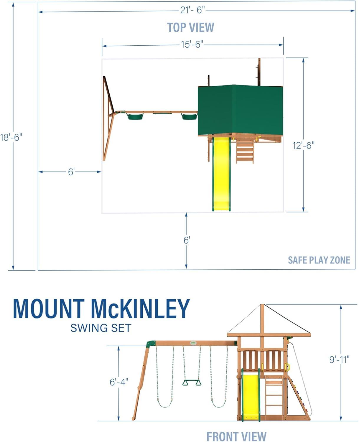 Mount McKinley Cedar Wood Swing Set with Slide and Climber