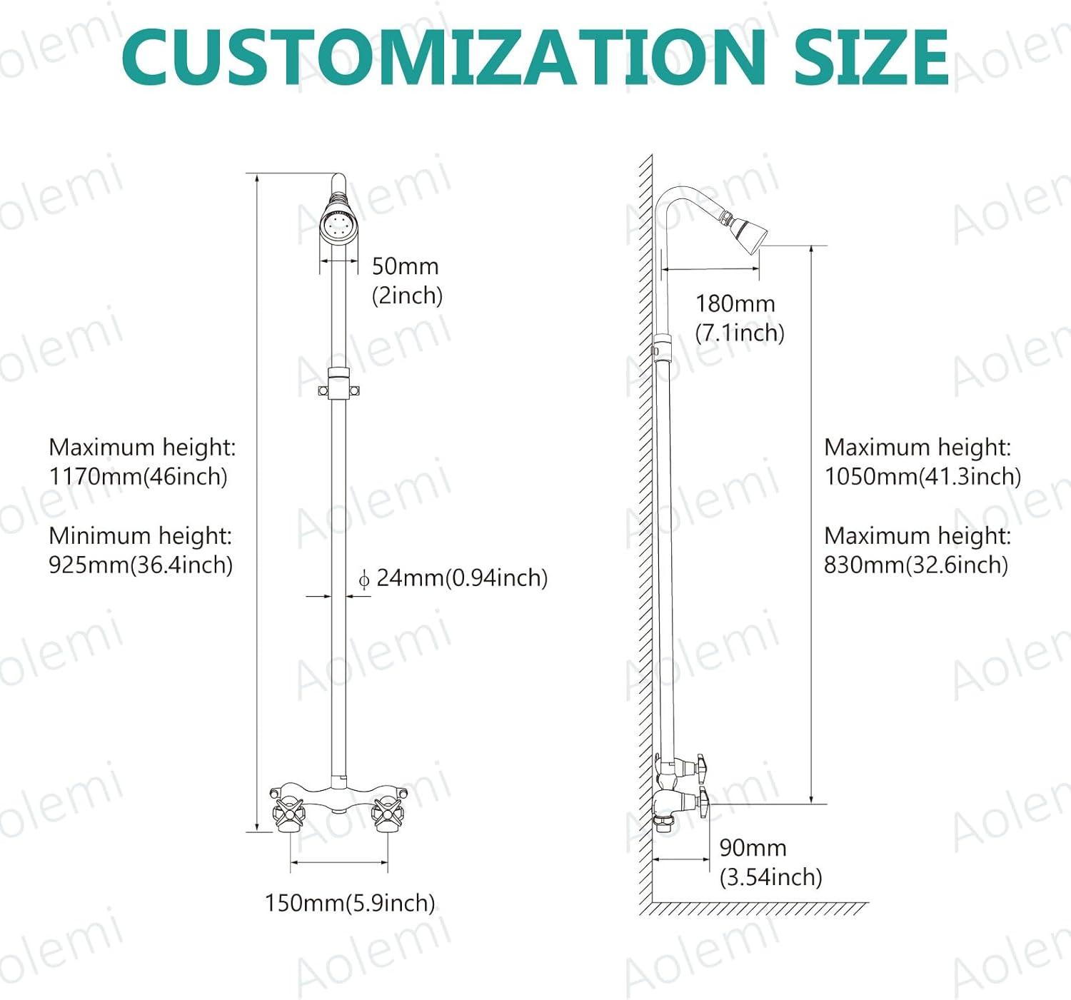 Matte Black Adjustable Outdoor Shower Kit with Brass Valve