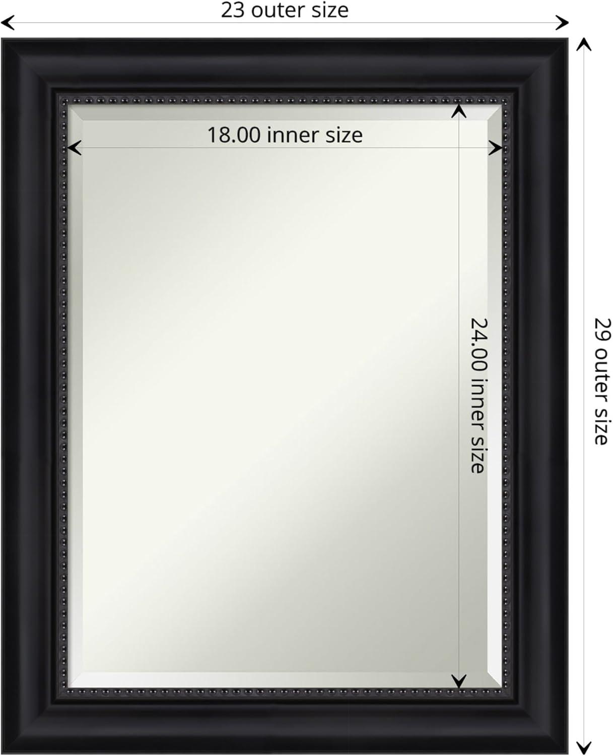 Amanti Art Beveled Bathroom Wall Mirror - Astor Frame Astor Black Outer Size: 23 x 29 in Black