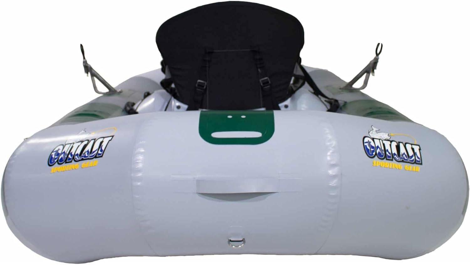 Gray Inflatable Fishing Raft with High-Back Seat