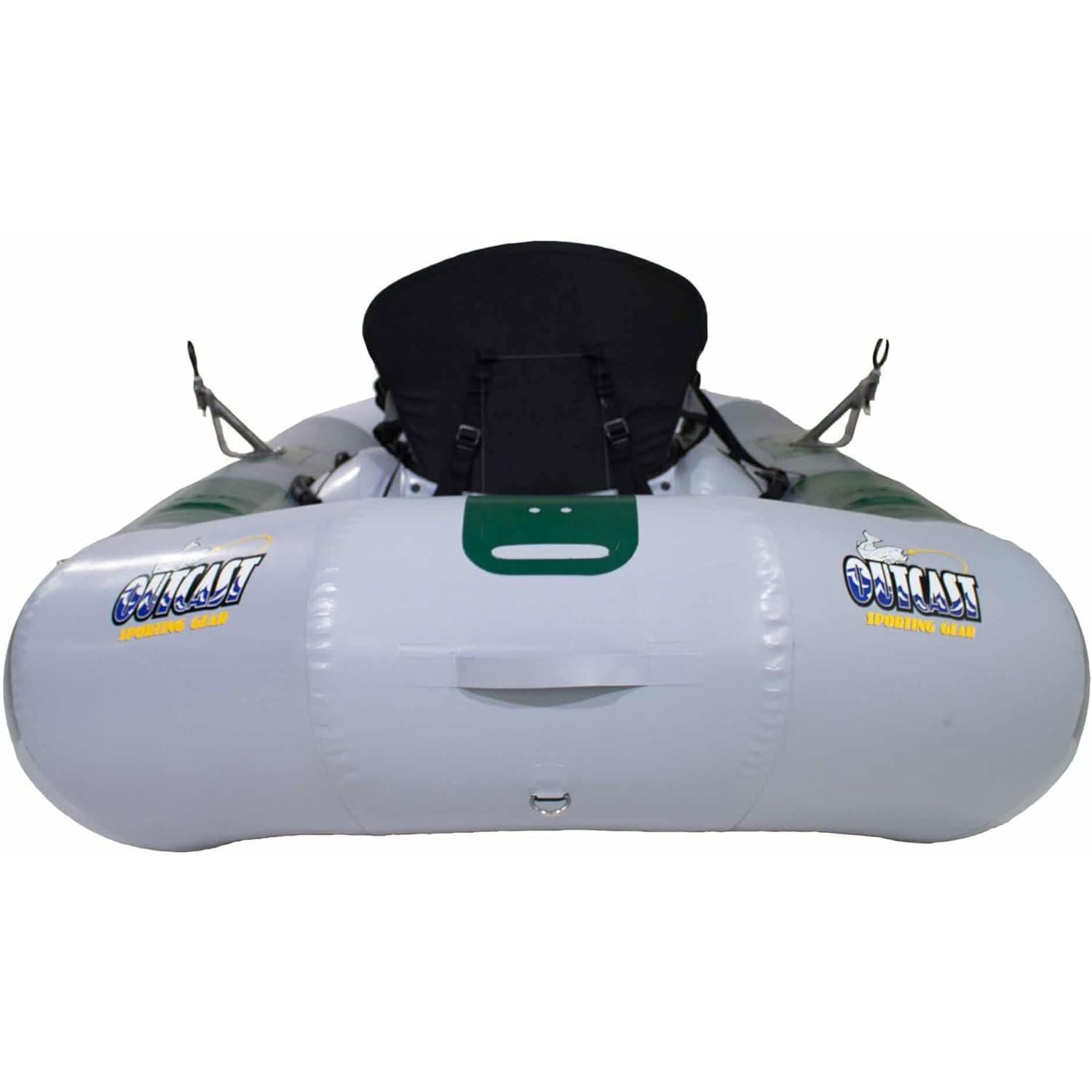 Gray Inflatable Fishing Raft with High-Back Seat