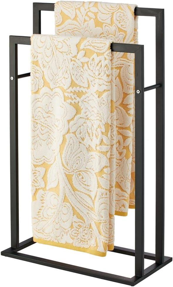 mDesign Metal Tall 2-Tier Free-standing Bathroom Towel Rack