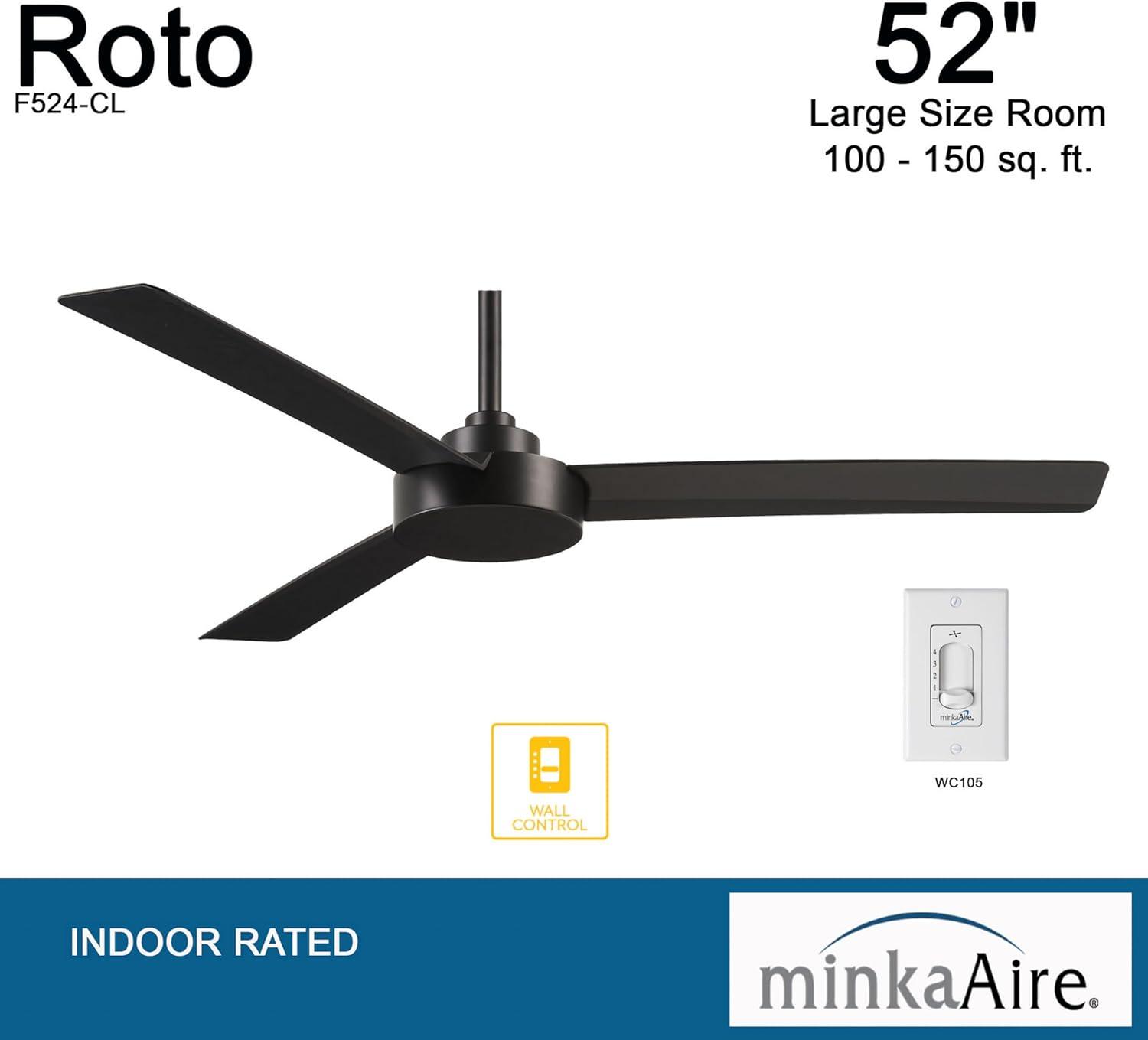 52" Roto 3 - Blade Propeller Ceiling Fan with Wall Control