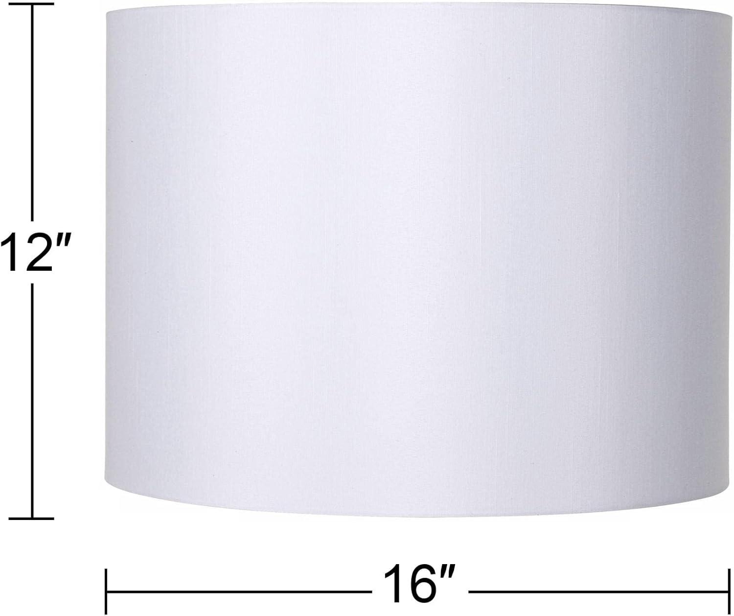 Springcrest White Hardback Medium Drum Lamp Shade 16" Top x 16" Bottom x 12" High (Spider) Replacement with Harp and Finial