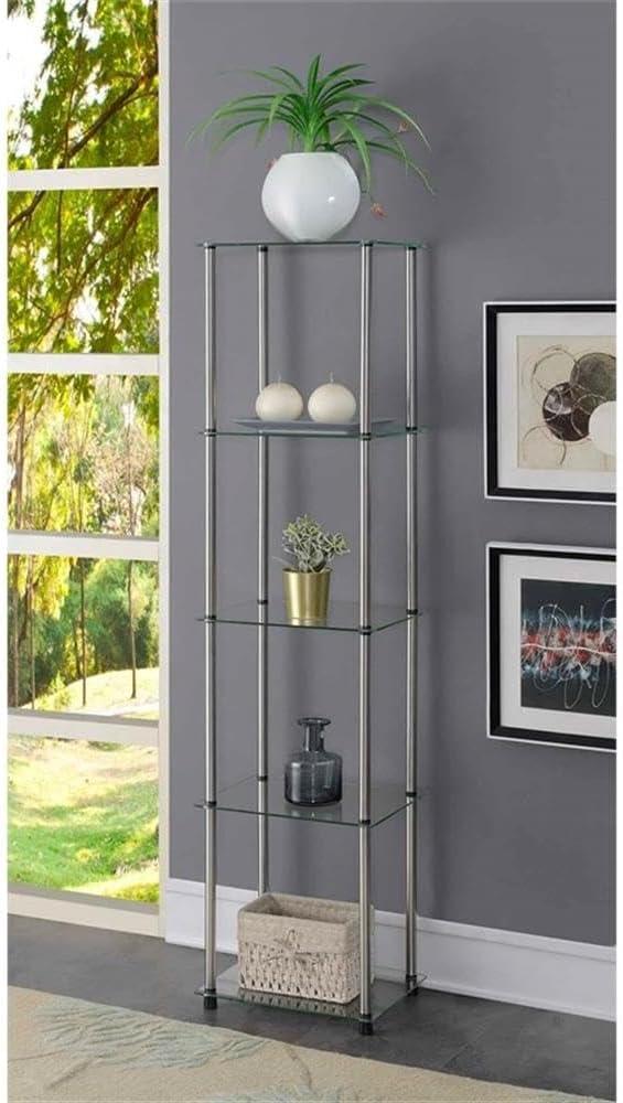 Convenience Concepts Designs2Go Classic Glass 5 Tier Tower, Black Glass
