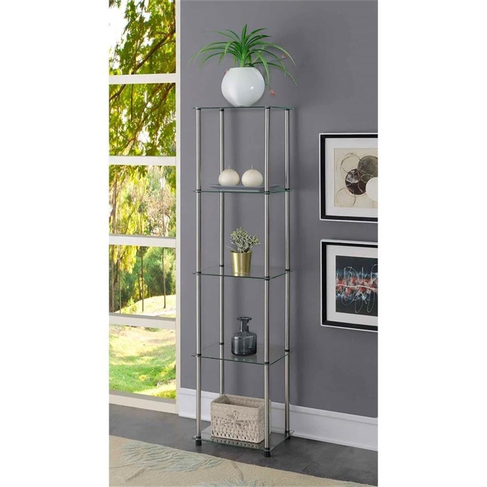 Convenience Concepts Designs2Go Classic Glass 5 Tier Tower Display Shelves, Glass