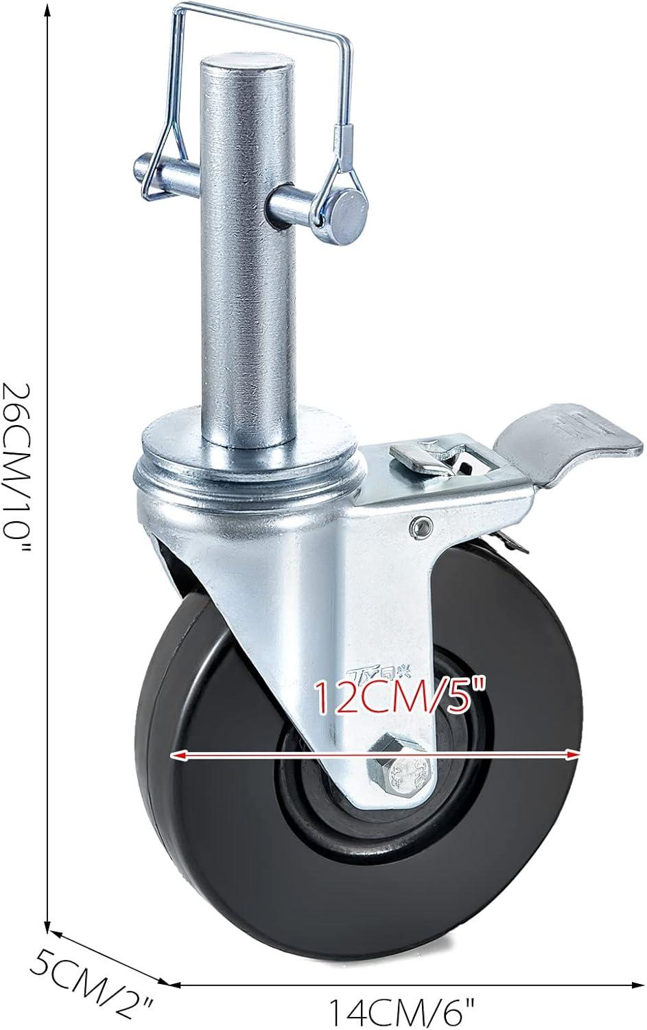 5-Inch Stainless Steel Rubber Twin Wheel Scaffolding Casters with Brake