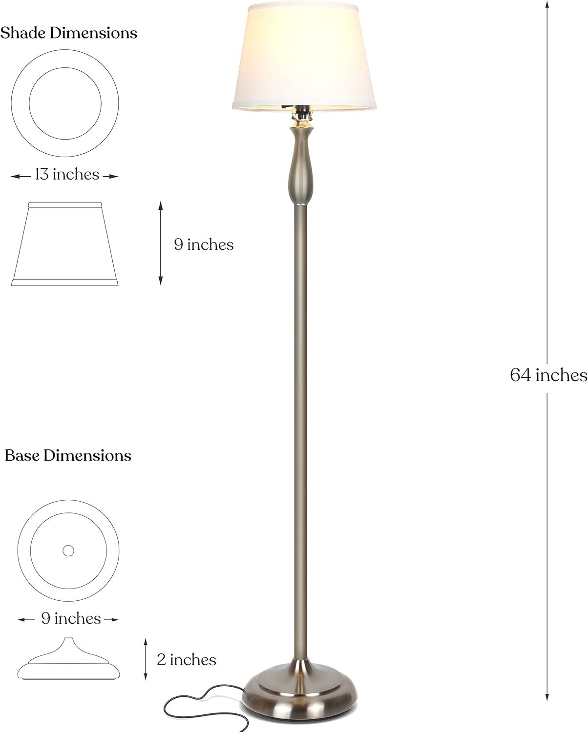 Gabriella 64 in. Mid-Century Modern 1-Light LED Energy Efficient Floor Lamp with Fabric Drum Shade