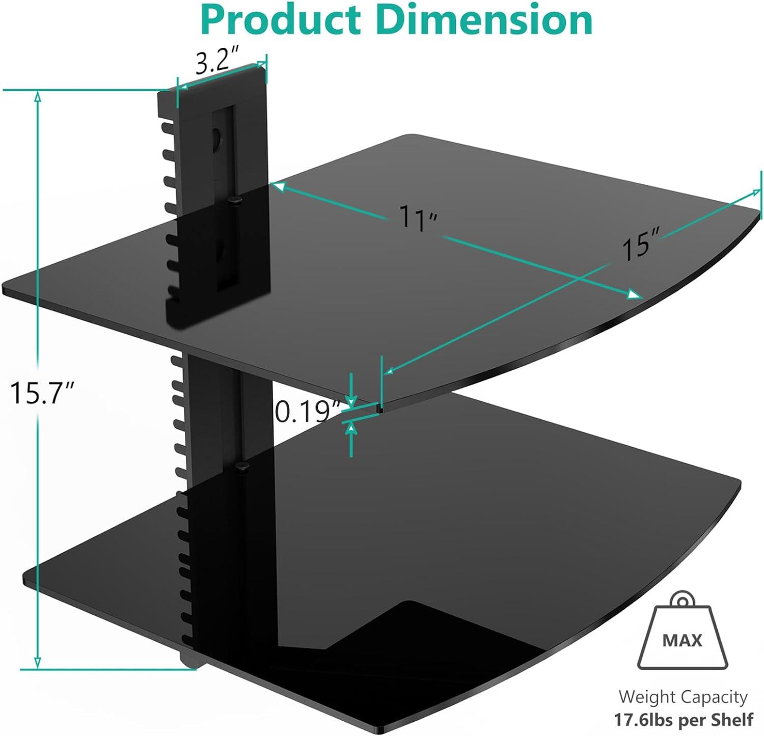 Black Glossy Wall-Mounted Floating Entertainment Center Shelf