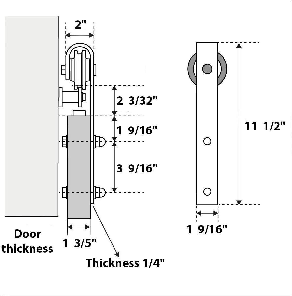SARTODOORS Quadro Paneled Wood Barn White Door with Installation Hardware Kit