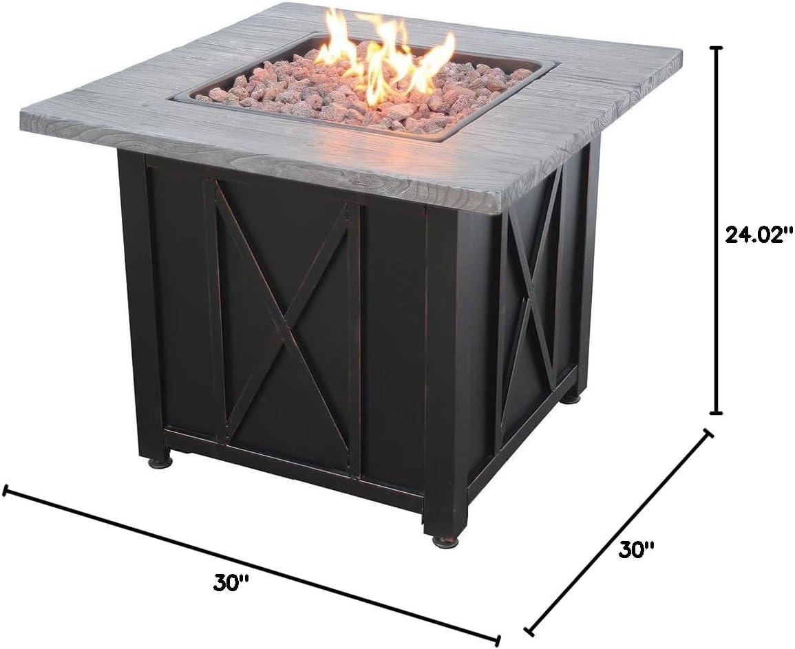 Endless Summer 30" Square LP Gas Outdoor Fire Pit with Weathered Wood Grain Printed Mantel