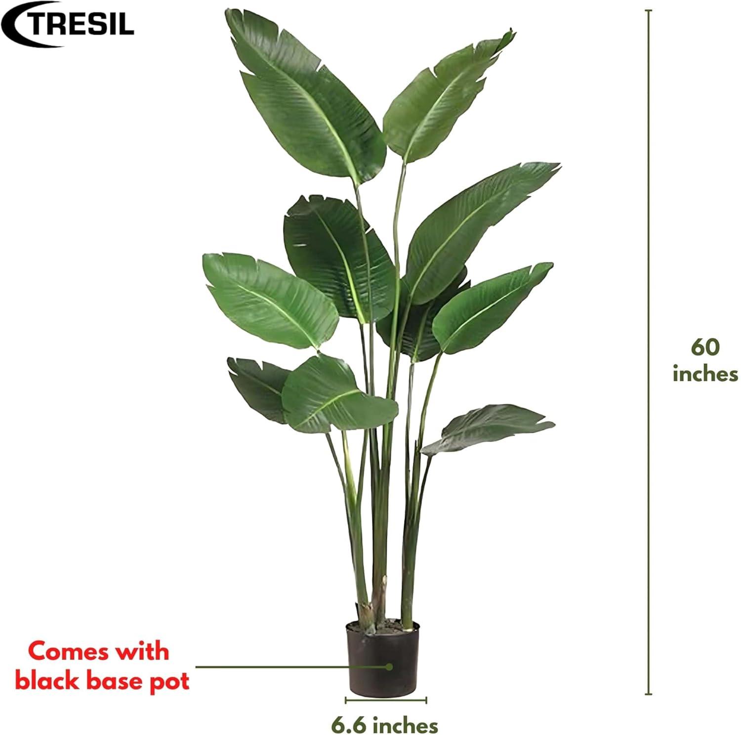 Bagari One 5 Foot Artificial Silk Bird of Paradise Palm Tree Potted Plant