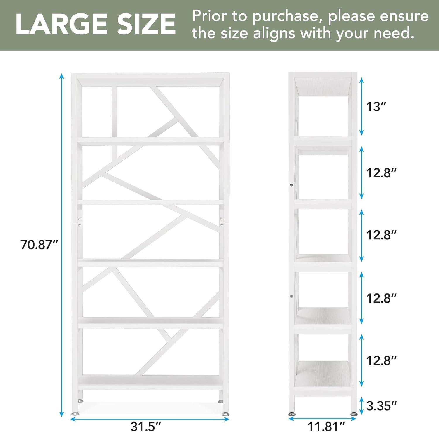 Hommoo 71" Bookshelf, Industrial Bookcase 6 Shelf Display Rack