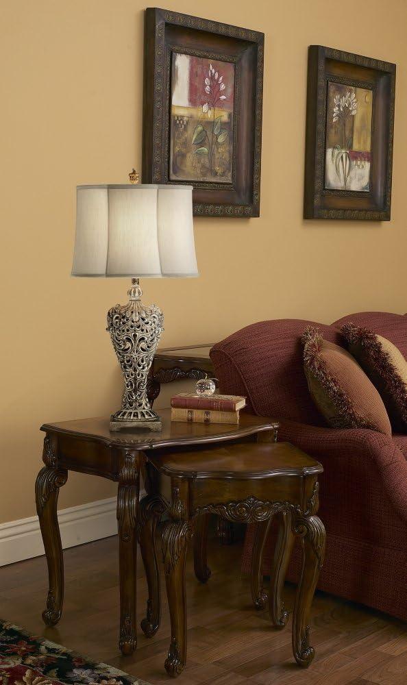 Elle Antique Gold Scroll 33" Table Lamp with Off-White Shade