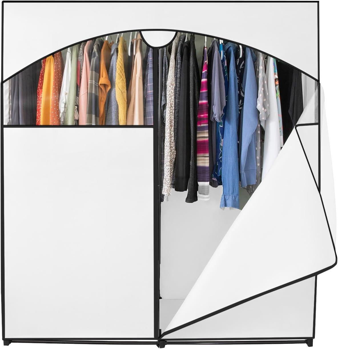 Hold N' Storage - Portable Wardrobe Closet with Metal Hanging Rod - White