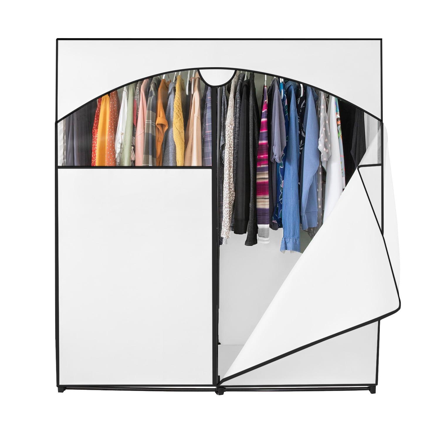 Hold N' Storage - Portable Wardrobe Closet with Metal Hanging Rod - White