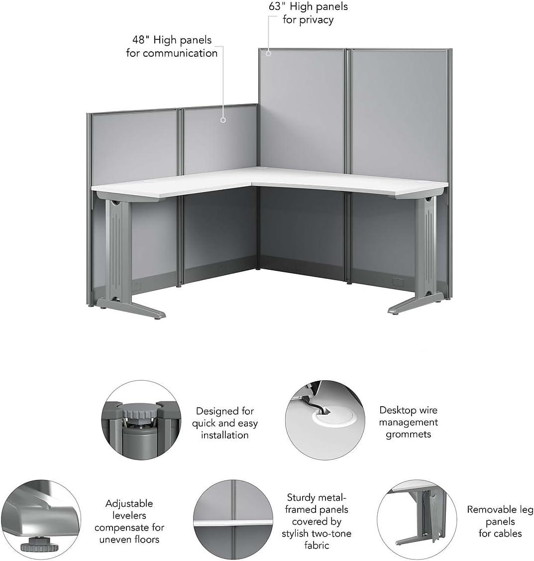 Office In An Hour L-Shaped 1 Person Cubicle with Cable Management