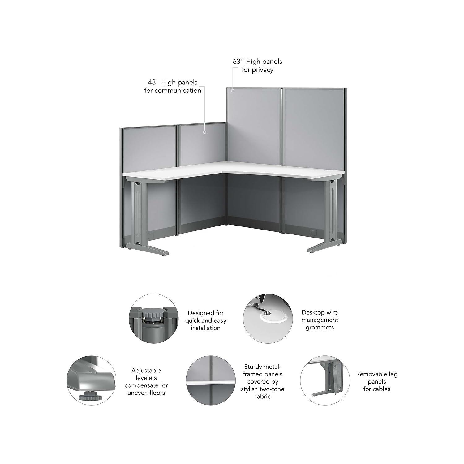 Office In An Hour L-Shaped 1 Person Cubicle with Cable Management