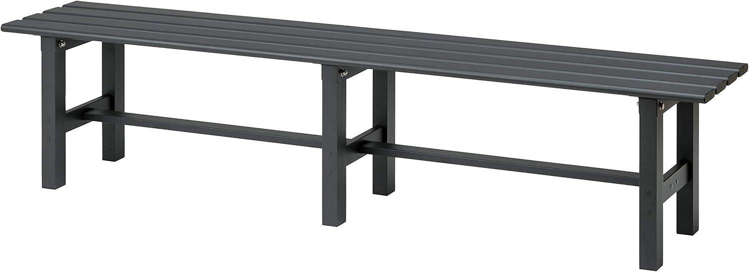 Gray Powder-Coated Aluminum Outdoor Bench, 150 cm