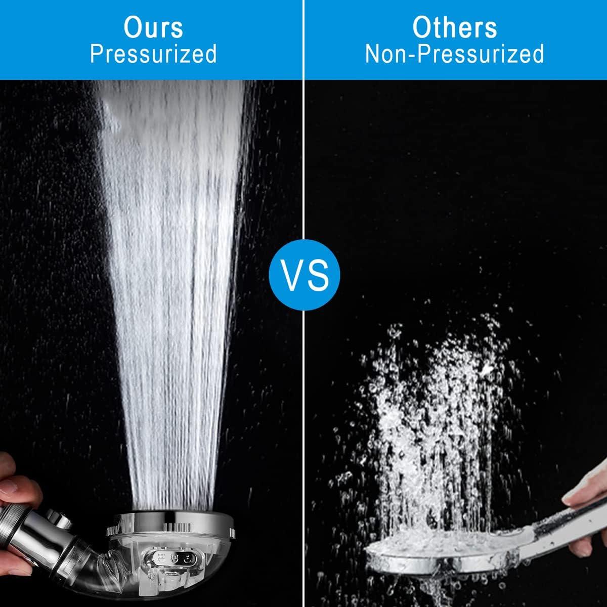 High Pressure Handheld Shower Head with Filter, Shower Head Kits with Hose and Bracket, Hard Water Softener Water Purifying Filtered Showerheads with Filter Beads