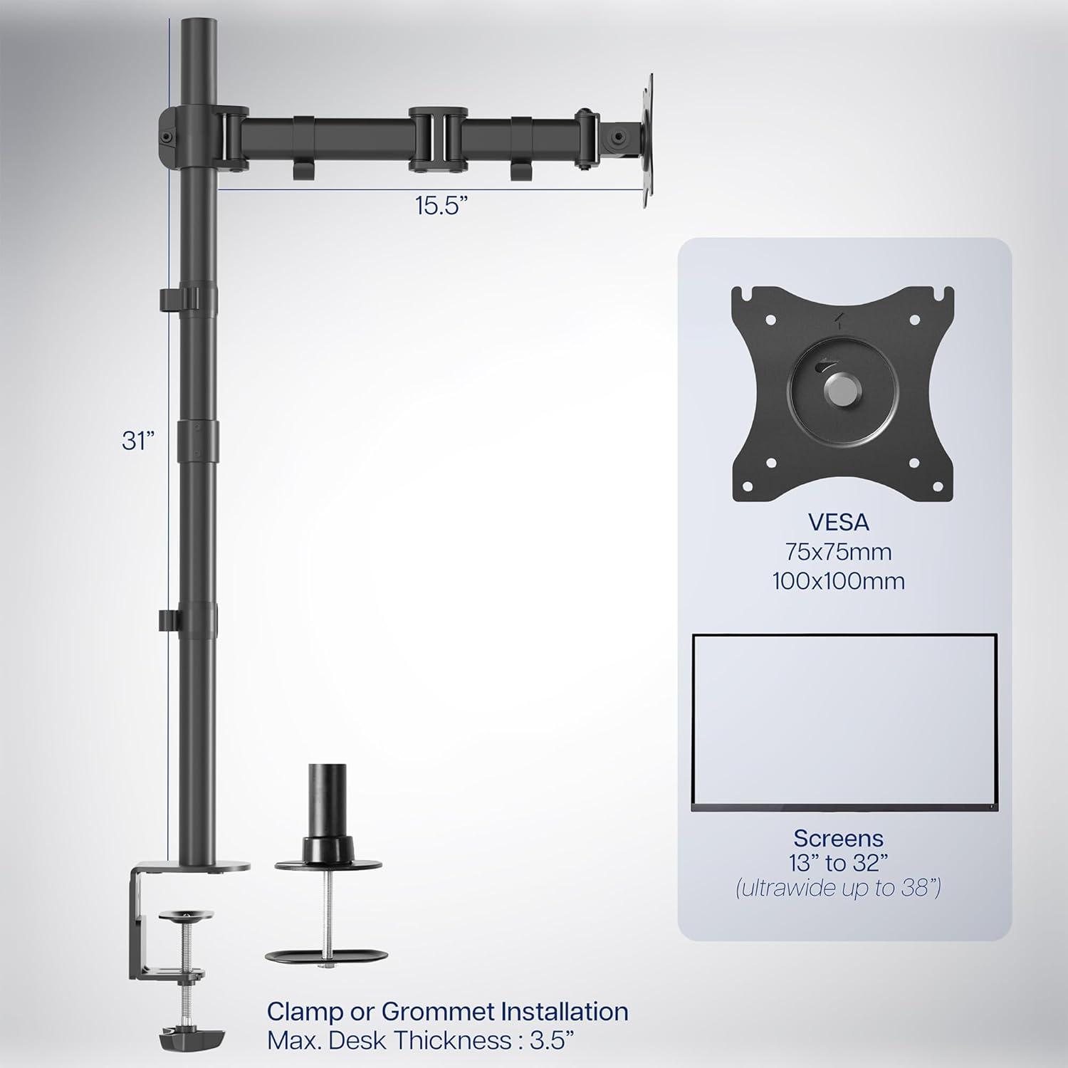 Vivo Single Monitor Extra Tall Desk Mount