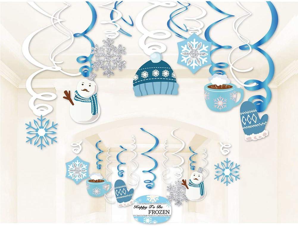 Christmas Snowman,Snowflake,Winter,Snow Frozen Hanging Swirl Decoration for Festival,Party,Together,Celling,Classroom,Home,Office,Bedroom(30Ct)
