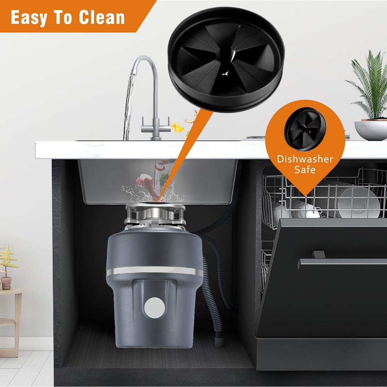 Sink Baffle QCB-AM, Replacement for Evolution Series, Garbage Disposal Splash Guards, Quite Collar, Drain Plugs, Disposer Accessories 3.25Inch (Black (1pcs))